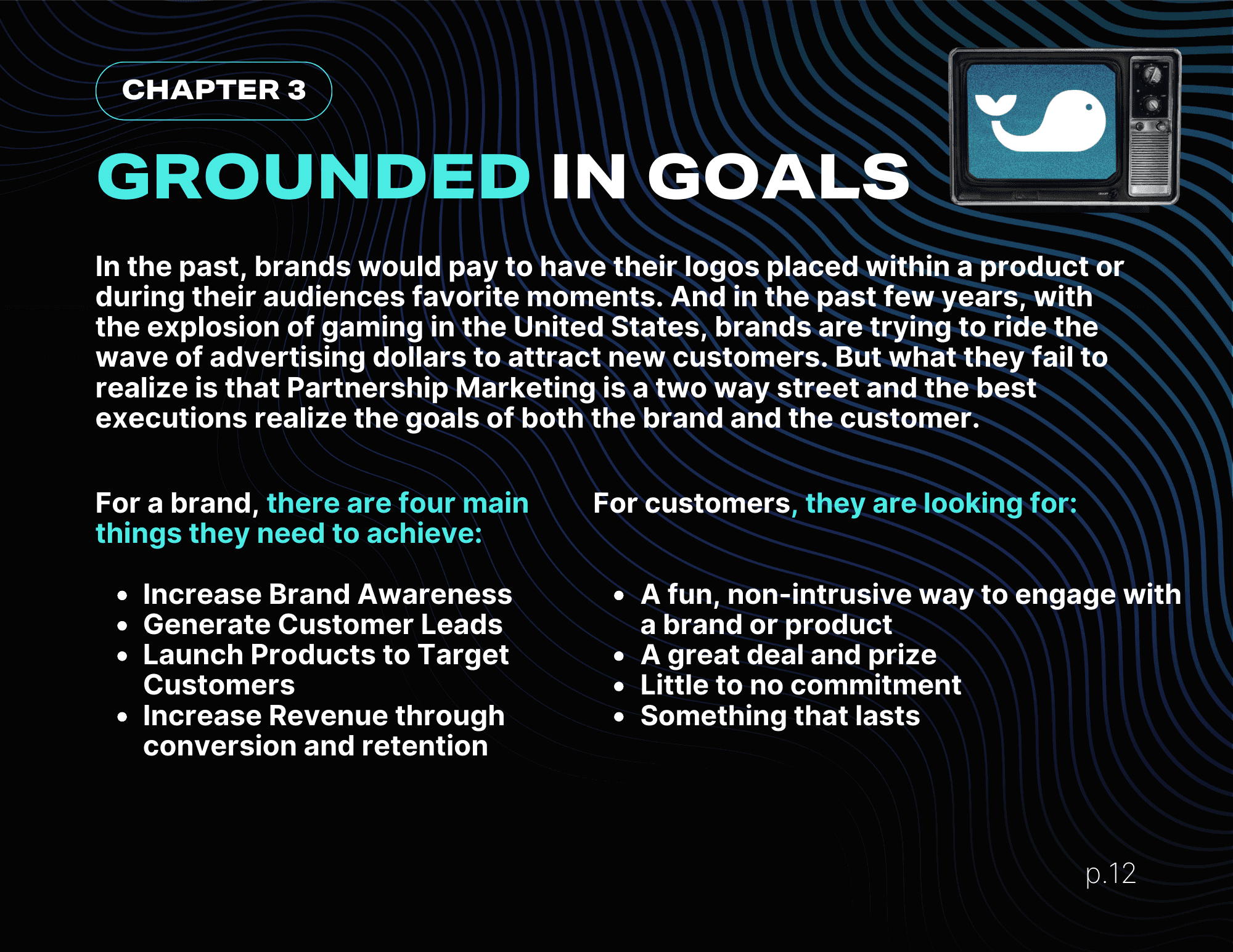 Sports marketing goals infographic comparing brand objectives and customer expectations in partnership-driven gaming and advertising strategies.